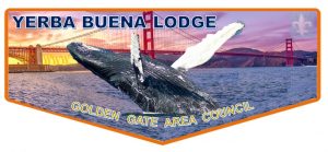 Pocket flap patch showing the Golden Gate bridge with a humpback whale breaching in the foreground.